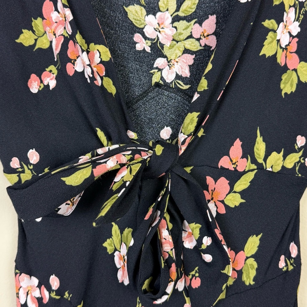 Reformation Lassie Daphne Midi Floral Open Back Maxi Dress Black Size 2 - Picture 8 of 10